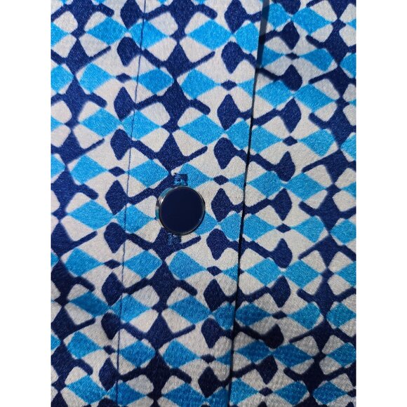 Zara Women's Blue Geometric Button-Up Western Shirt Small - Picture 8 of 9